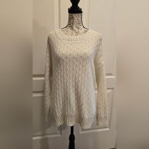 Gap Designed & Crafted Off White Crew Neck Long Sleeve Textured Sweater Large